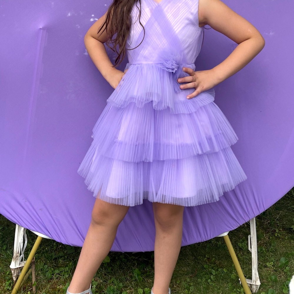 Lavender Layered Kids Dress